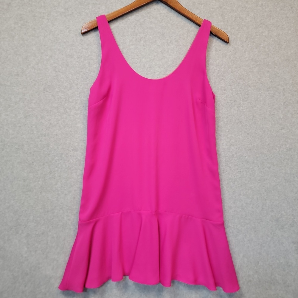 Amanda Uprichard Mini Dress Womens Size S Hot Pink Tank Ruffle Lined USA Made